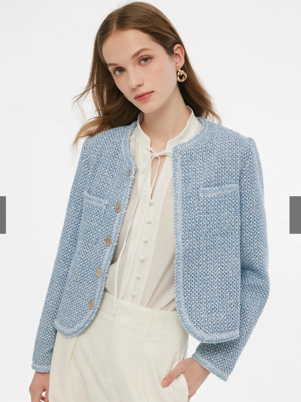 NWT Goelia Light Blue Tweed Jacket Size S